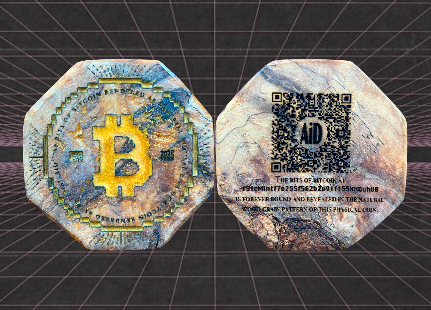 Real physical bitcoin: physical bitcoin coin artwork shown as proof-of-definition example